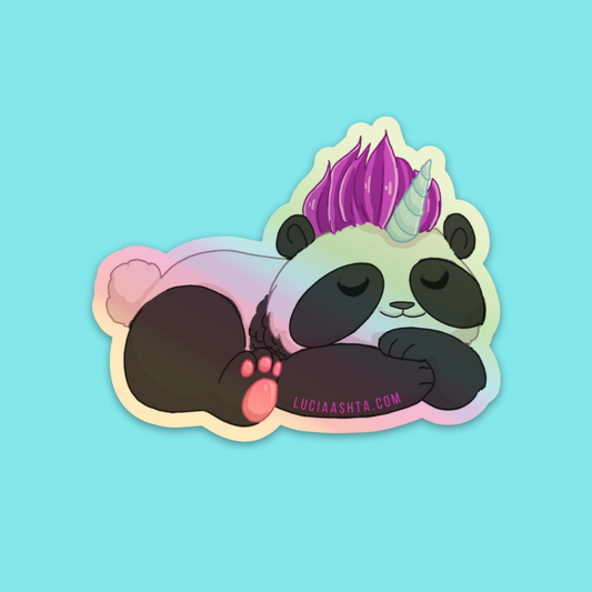 Why the Pandacorn Sleeping  Holographic Sticker
